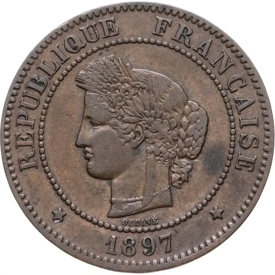 Франция 5 сантимов (centimes) 1897, реверс