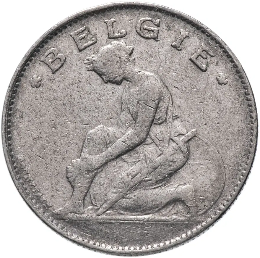 Бельгия 1 франк 1922-1934 Надпись на французском - 'BELGIE', реверс