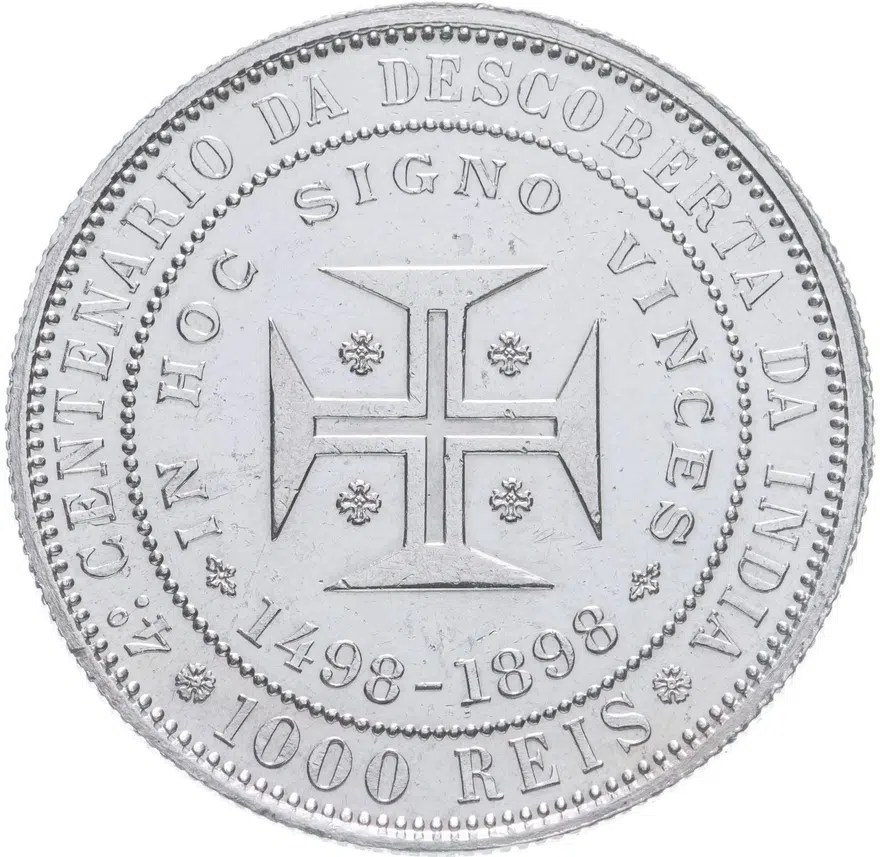Португалия 1000 рейс (reis) 1898  400 лет Открытию Индии, реверс