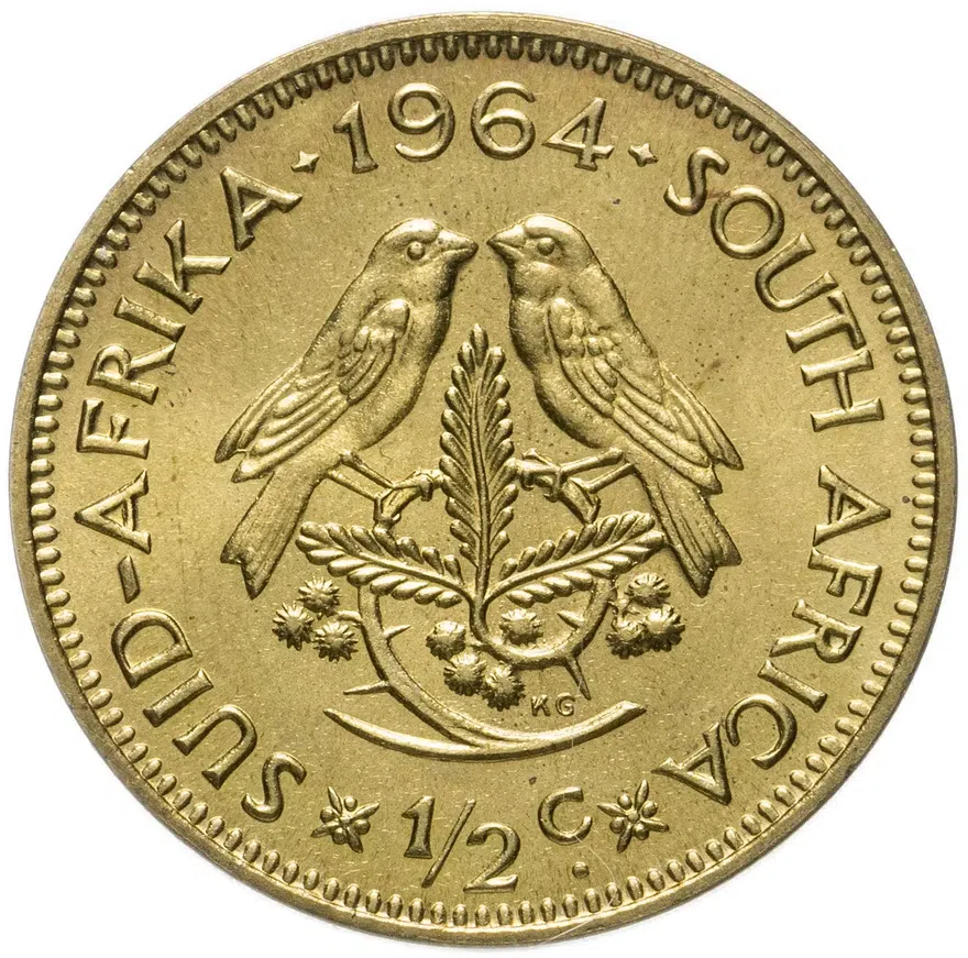 ЮАР 1/2 цента (cent) 1964, реверс