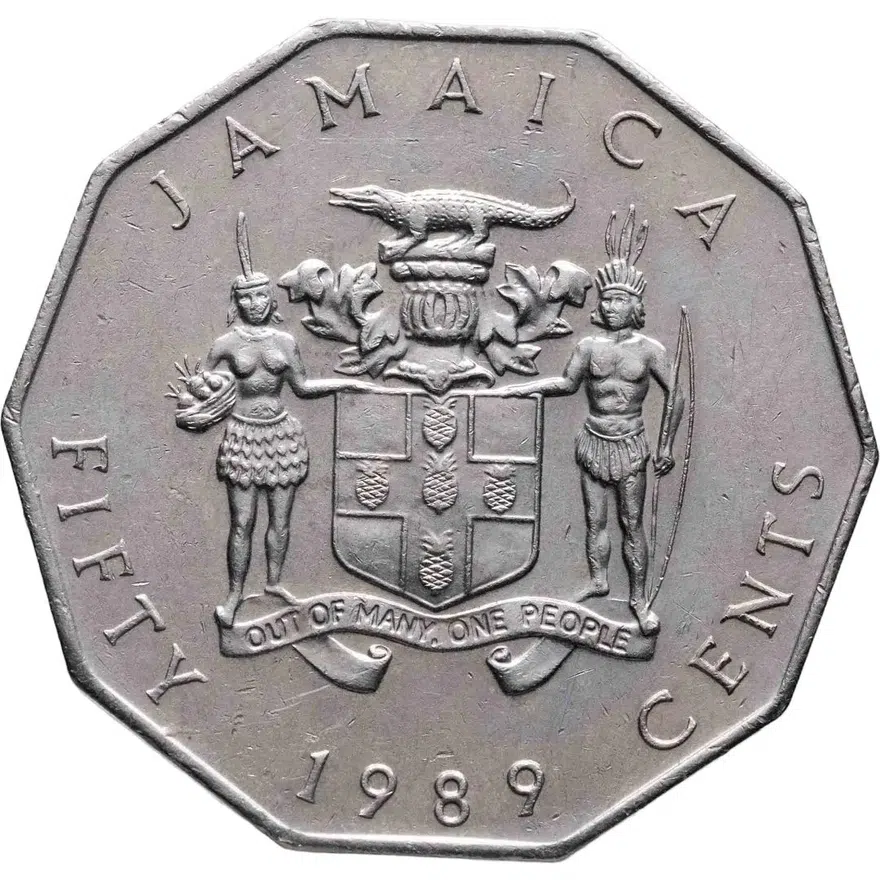 Ямайка 50 центов (cents) 1989, реверс