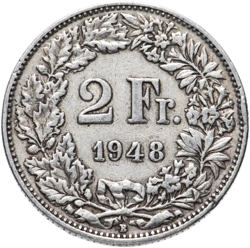 Швейцария 2 франка (francs) 1948