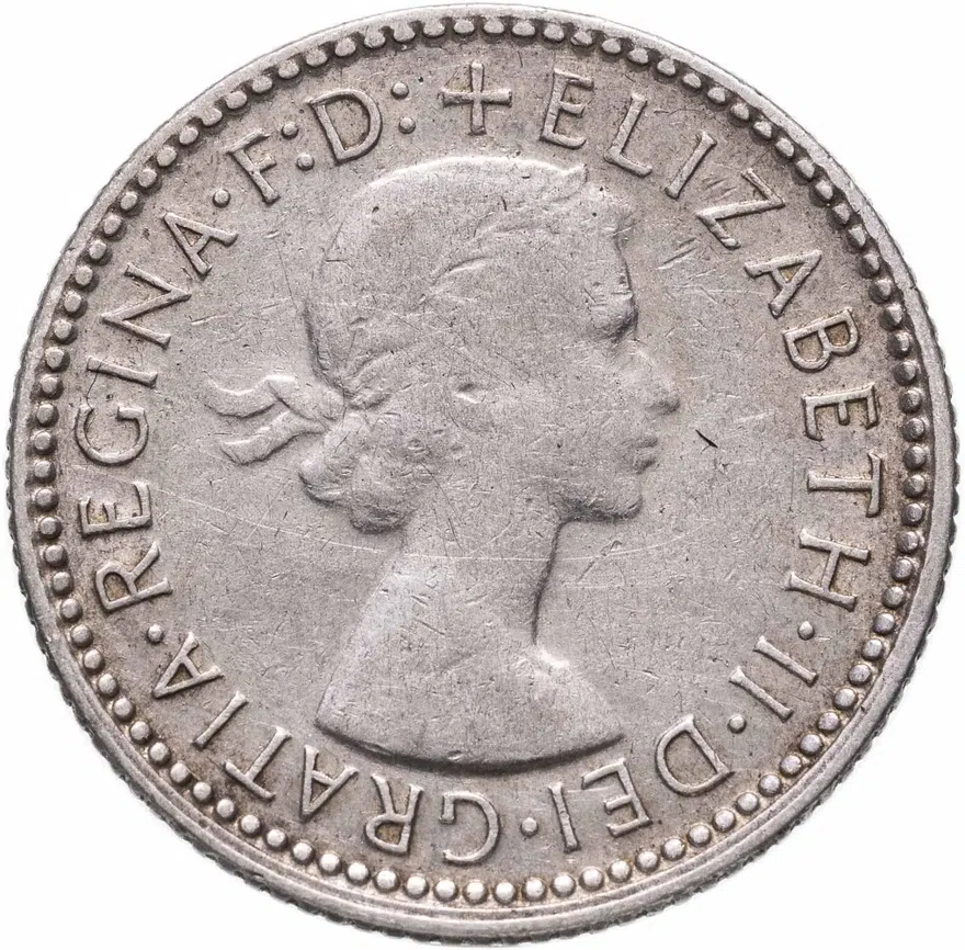 Австралия 6 пенсов (pence) 1955, аверс