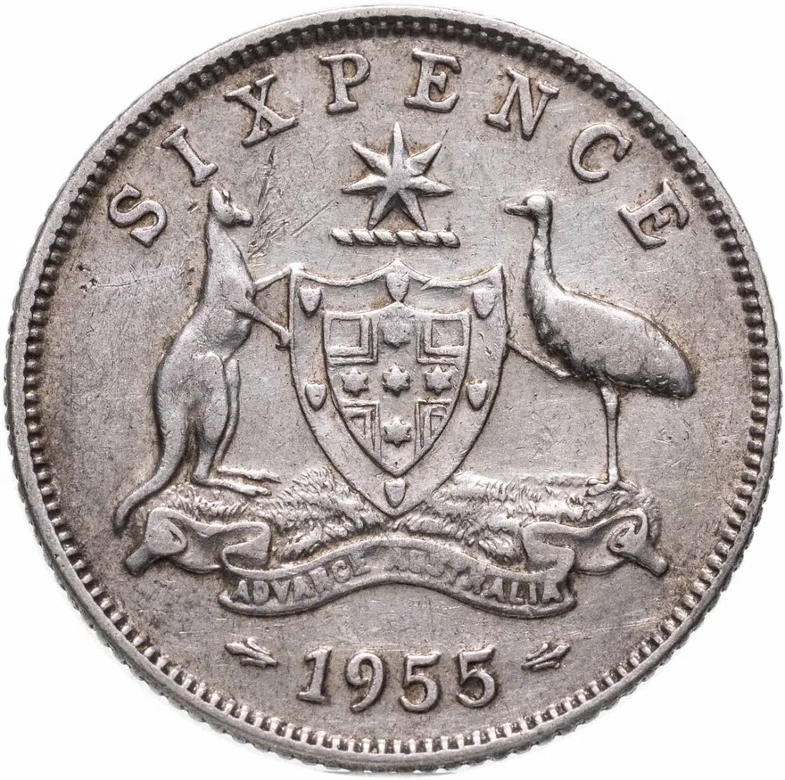 Австралия 6 пенсов (pence) 1955, реверс