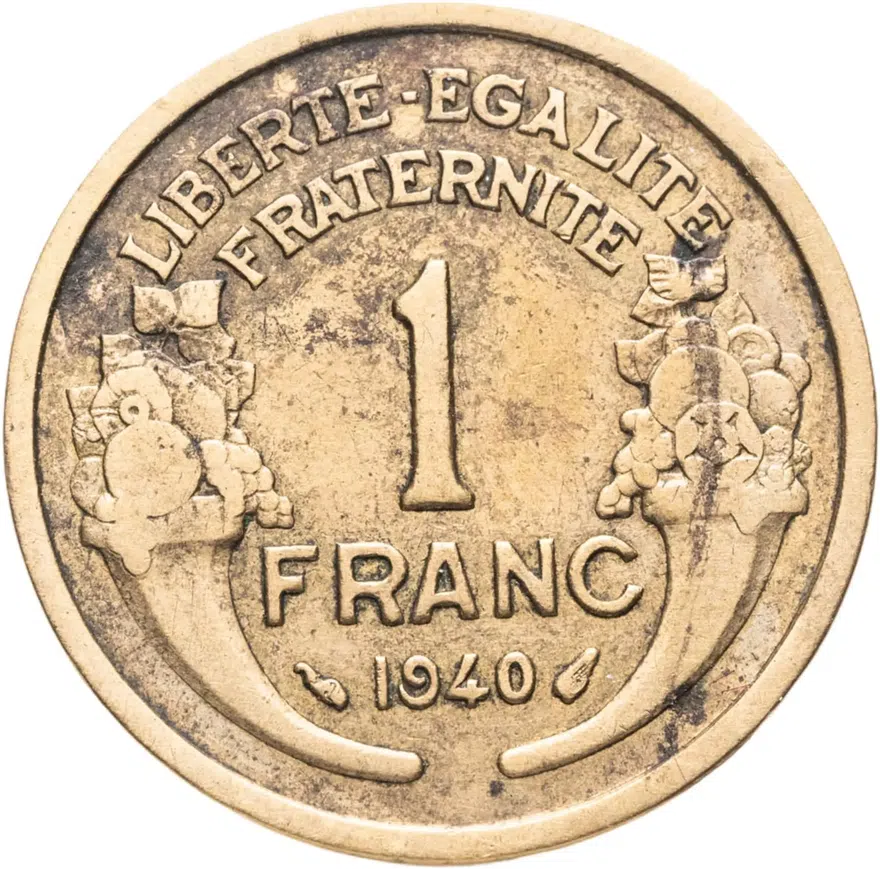 Франция 1 франк (franc) 1940, аверс