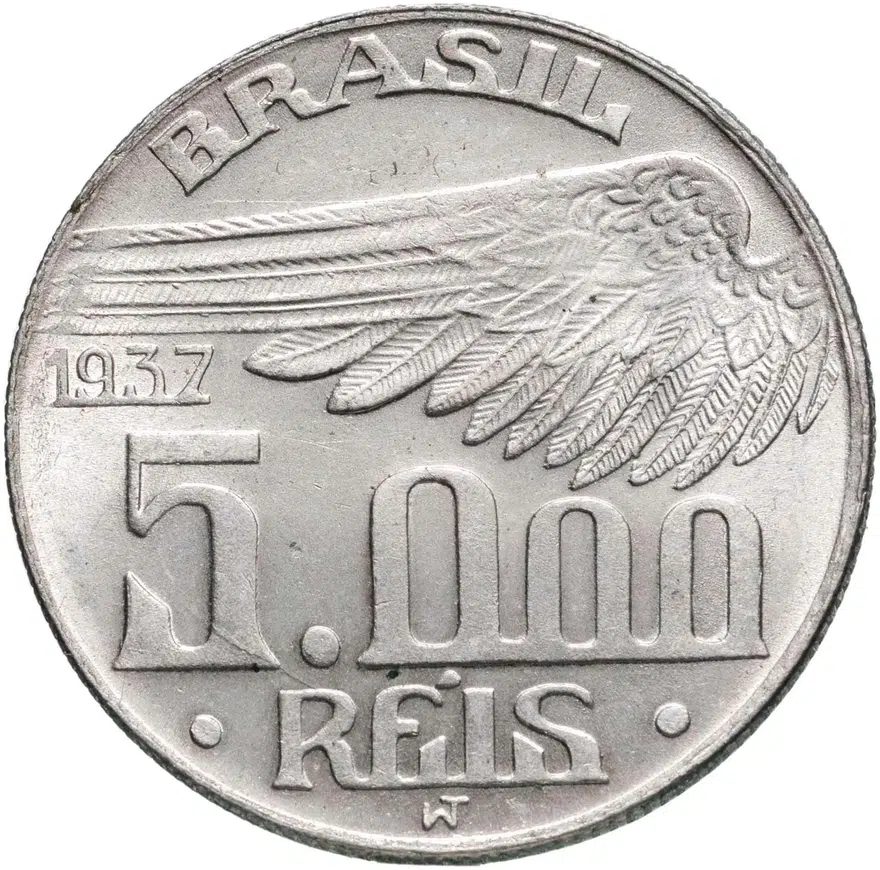 Бразилия 5000 реалов (рейс, reis) 1937, реверс