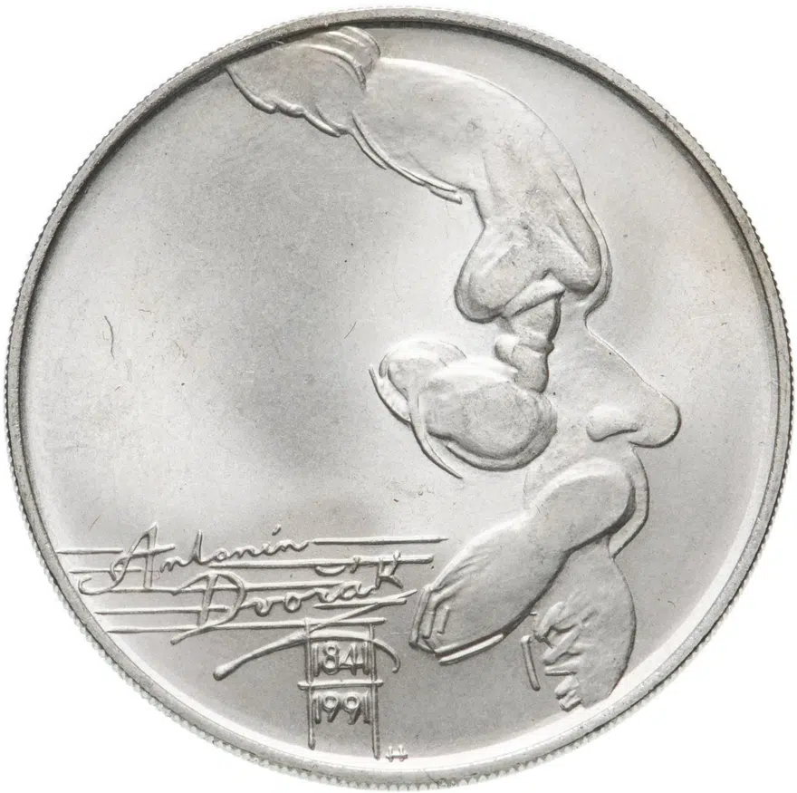 Чехословакия 100 крон (korun) 1991  150 лет со дня рождения Антонина Дворжака, аверс