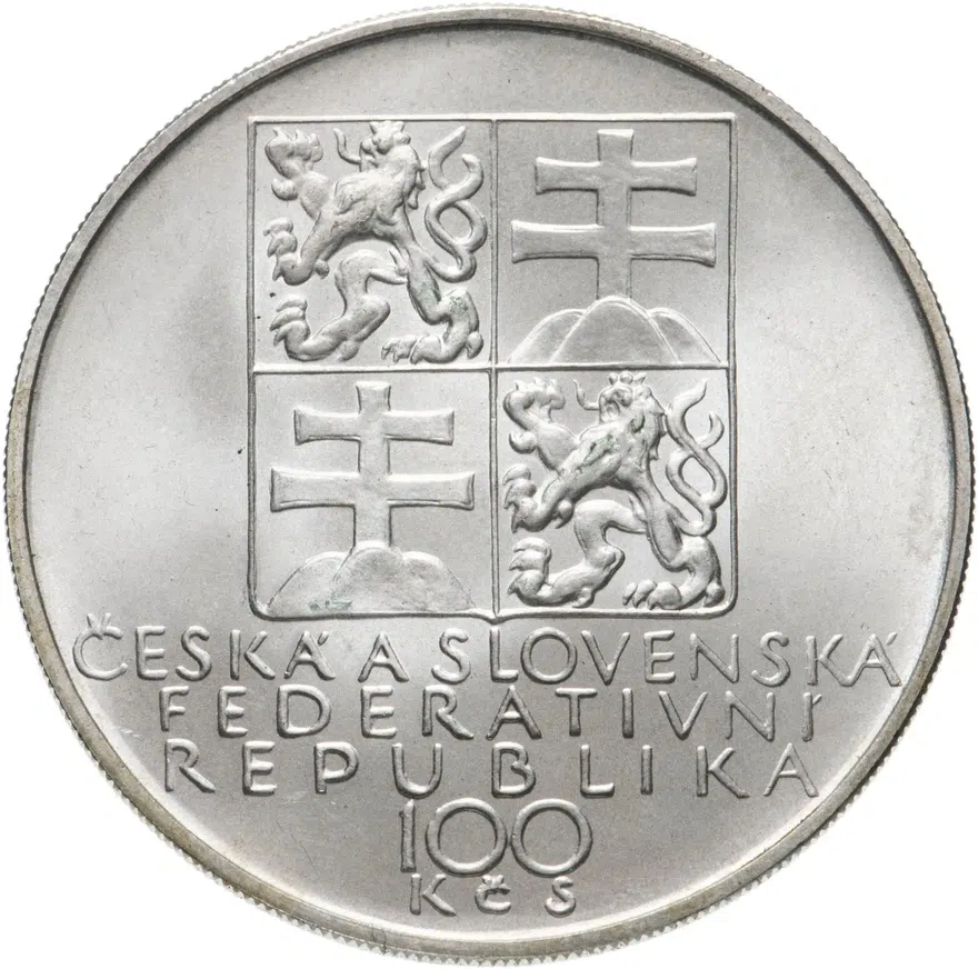 Чехословакия 100 крон (korun) 1991  150 лет со дня рождения Антонина Дворжака, реверс