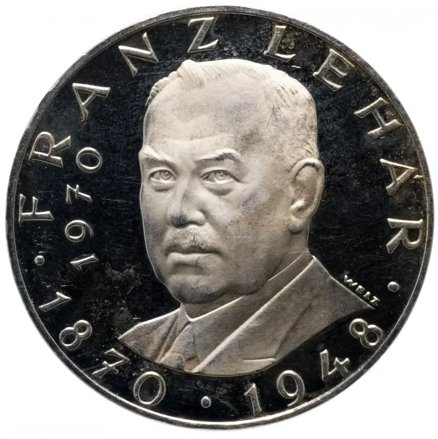 Австрия 25 шиллингов (shillings) 1970 "100 лет со дня рождения Франца Легара", реверс
