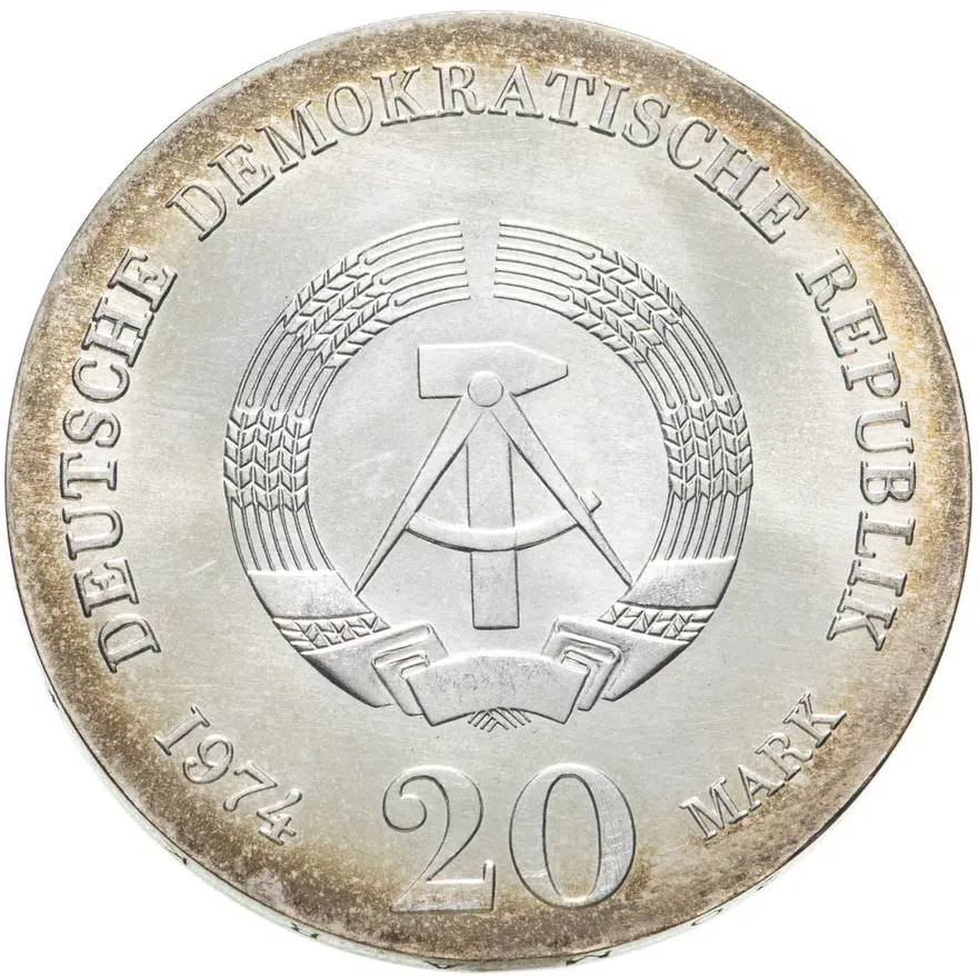 Германия (ГДР) 20 марок (mark) 1974  250 лет со дня рождения Иммануила Канта, аверс
