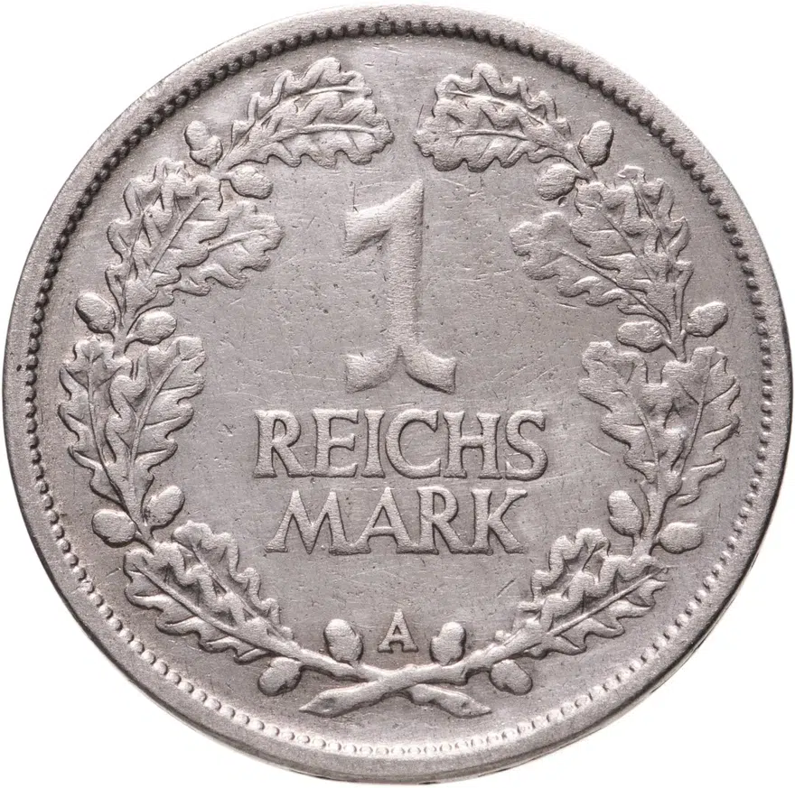 Германия 1 рейхсмарка (reichsmark) 1925 A  знак монетного двора "A" — Берлин