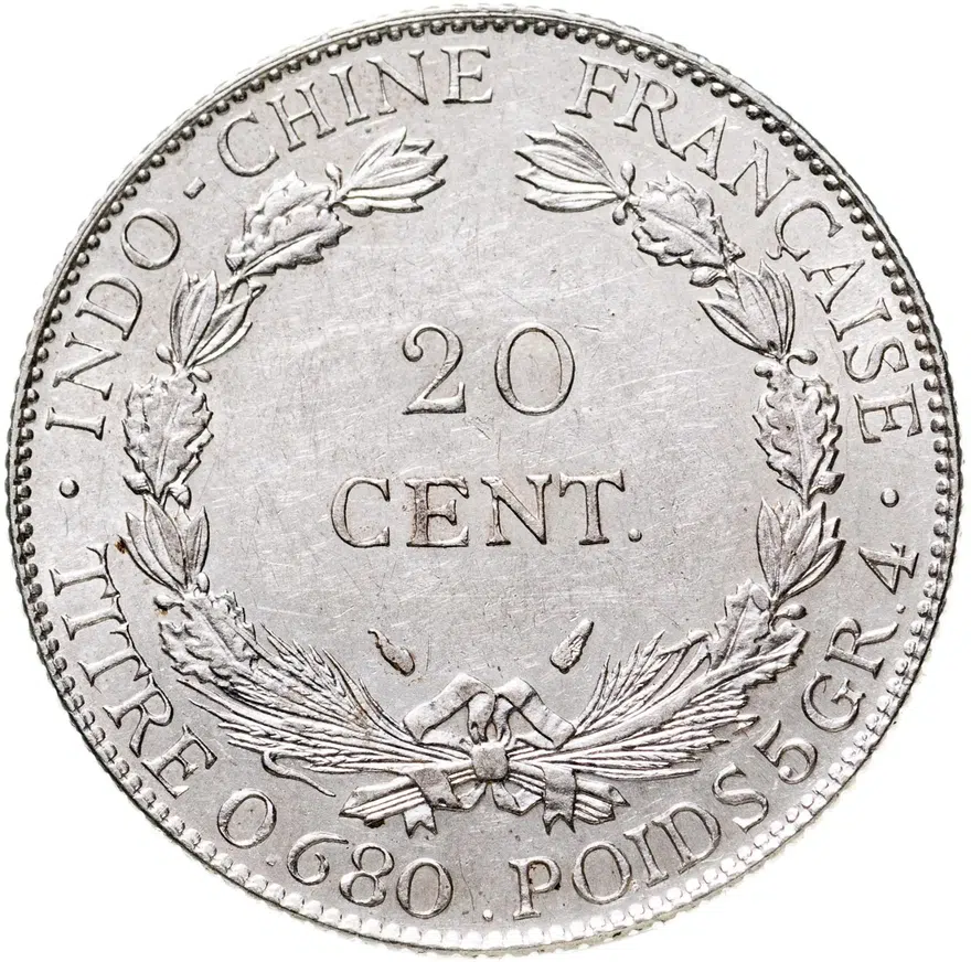 Французский Индокитай 20 сантимов (centimes) 1937, реверс
