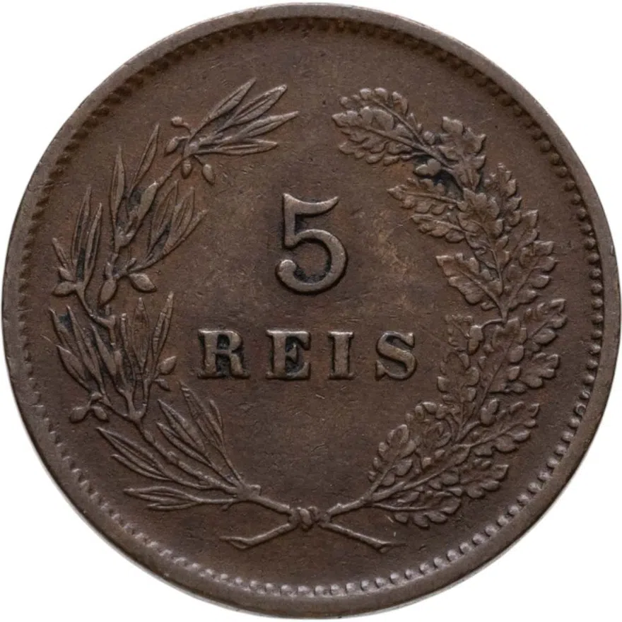 Португалия 5 рейс (reis) 1893, реверс
