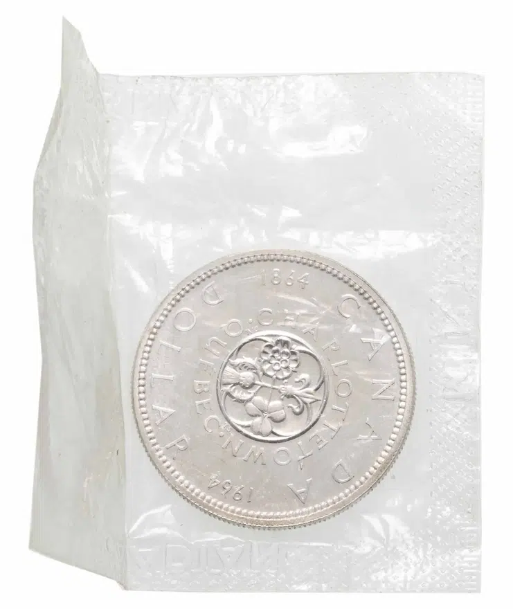 Канада 1 доллар (dollar) 1964  100 лет Шарлоттауну и Квебеку