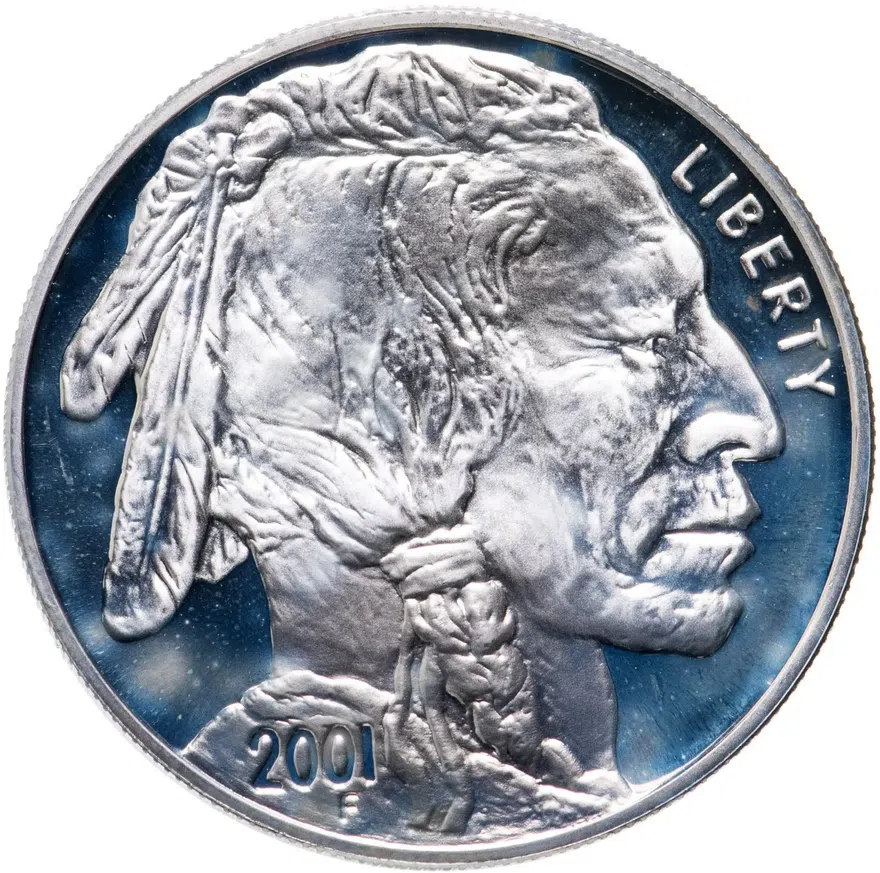 США 1 доллар (dollar) 2001 P American Buffalo (Американский буффало (бизон) знак монетного двора "P" - Филадельфия, аверс
