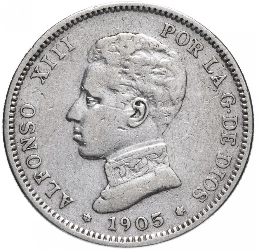 Испания 2 песеты (pesetas) 1905