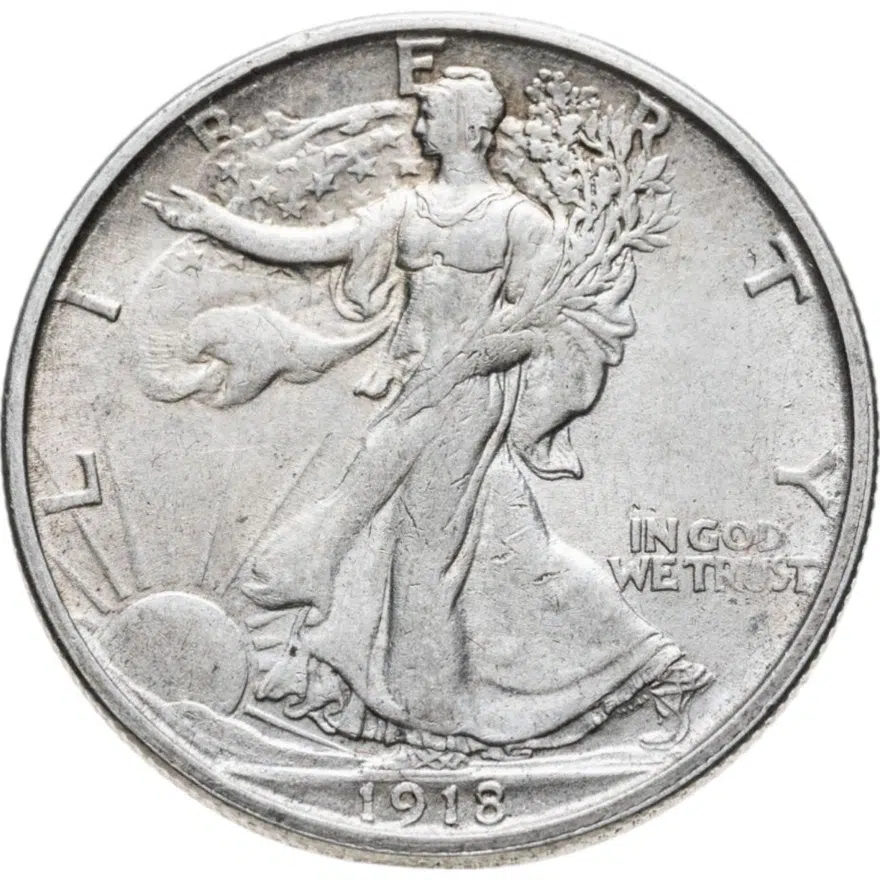 США 50 центов (1/2 доллара, half dollar) 1918 S шагающая свобода