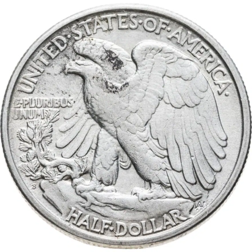 США 50 центов (1/2 доллара, half dollar) 1918 S шагающая свобода, реверс