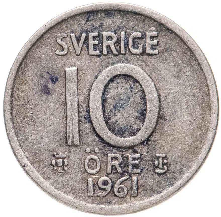Швеция 10 эре (ore) 1961, аверс