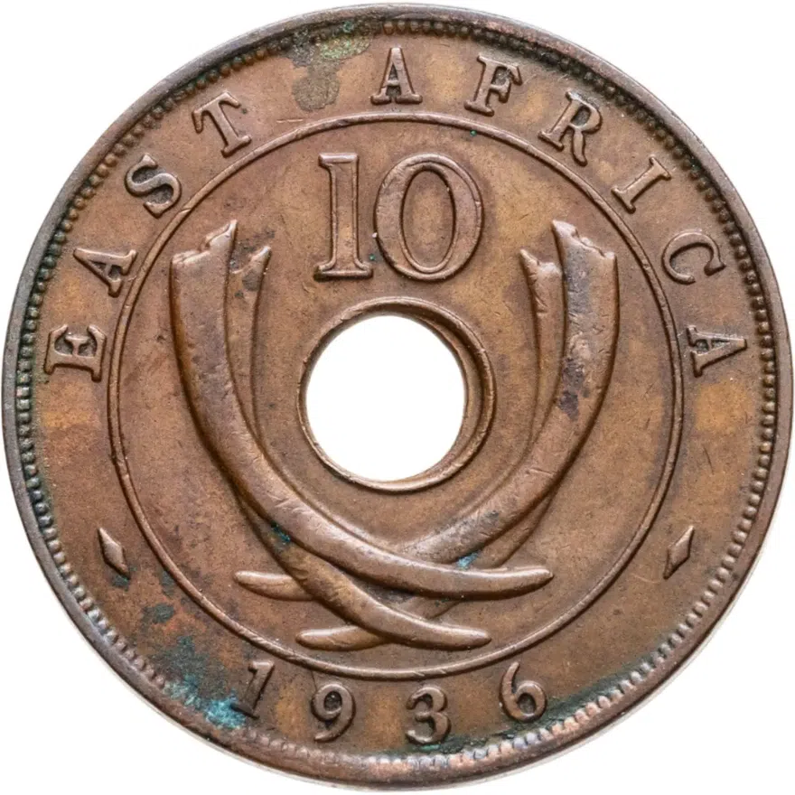 Британская Восточная Африка 10 центов (cents) 1936 Эдуард VIII знак монетного двора: "H" - Хитон, Бирмингем, реверс
