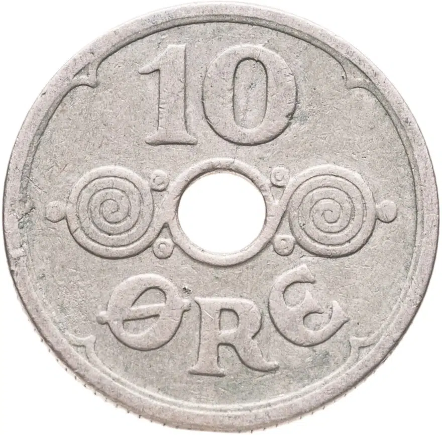 Дания 10 эре (ore) 1926, реверс