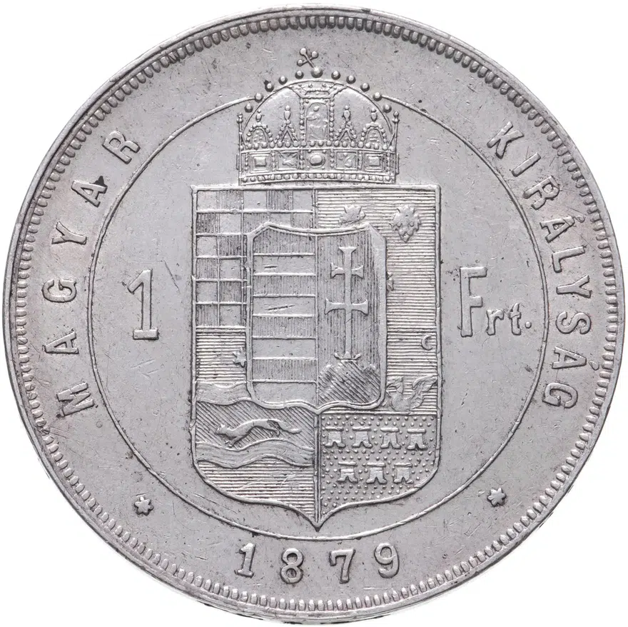 Австро-Венгрия 1 форинт 1879, монета для Венгрии, реверс