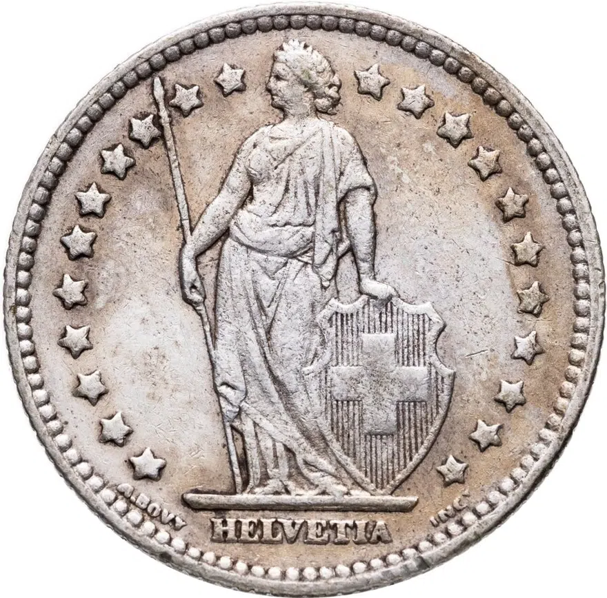 Швейцария 1 франк (franc) 1920, реверс