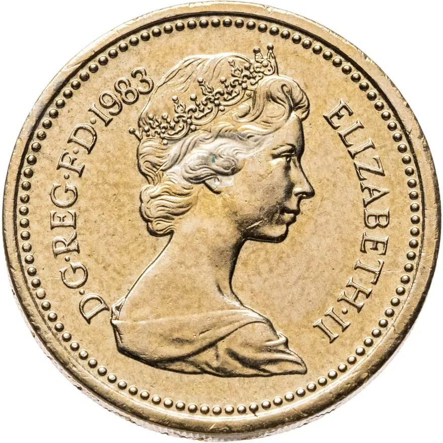 Великобритания 1 фунт (pound) 1983 Герб, реверс