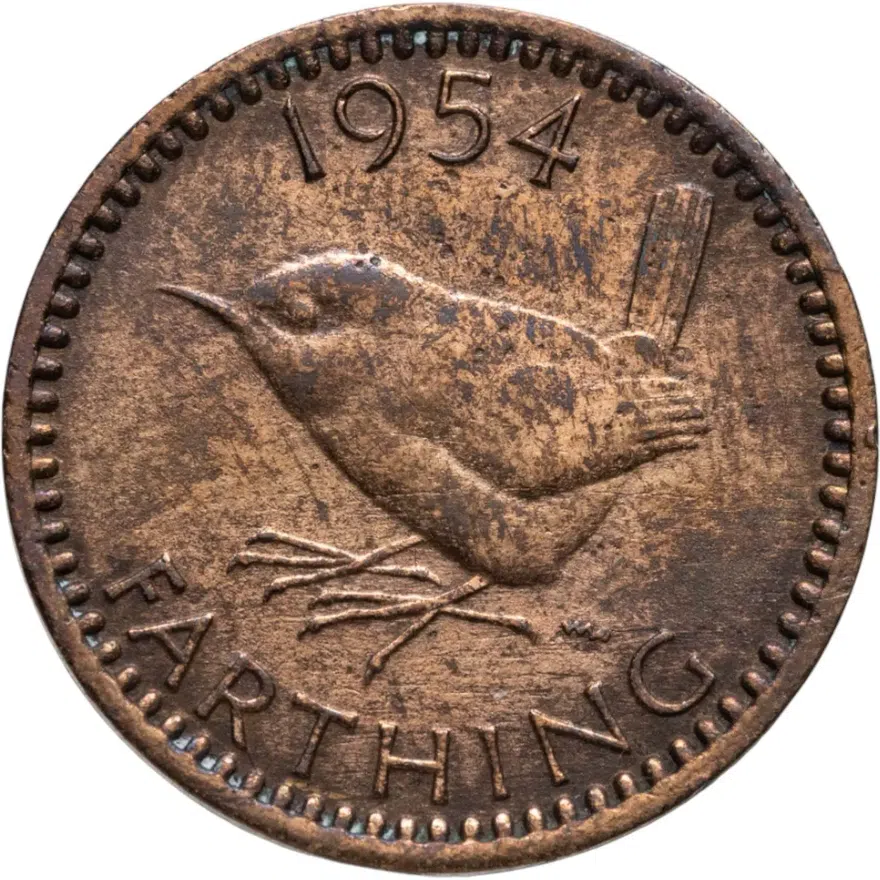Великобритания 1 фартинг (farthing) 1954, аверс