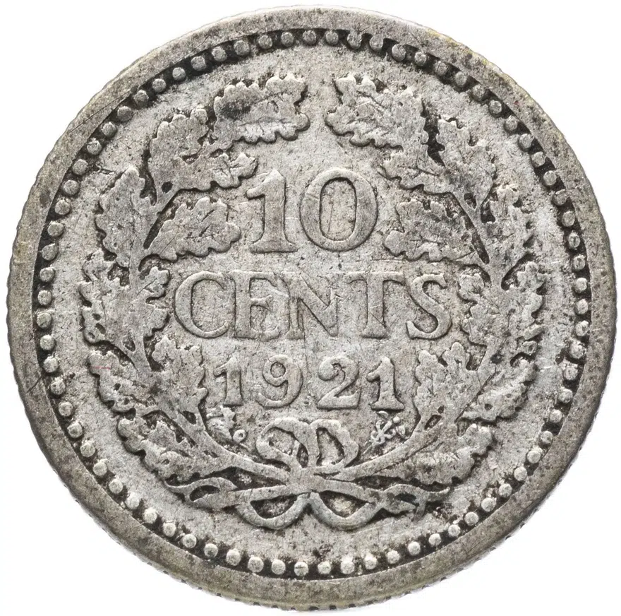 Нидерланды 10 центов (cents) 1921, реверс