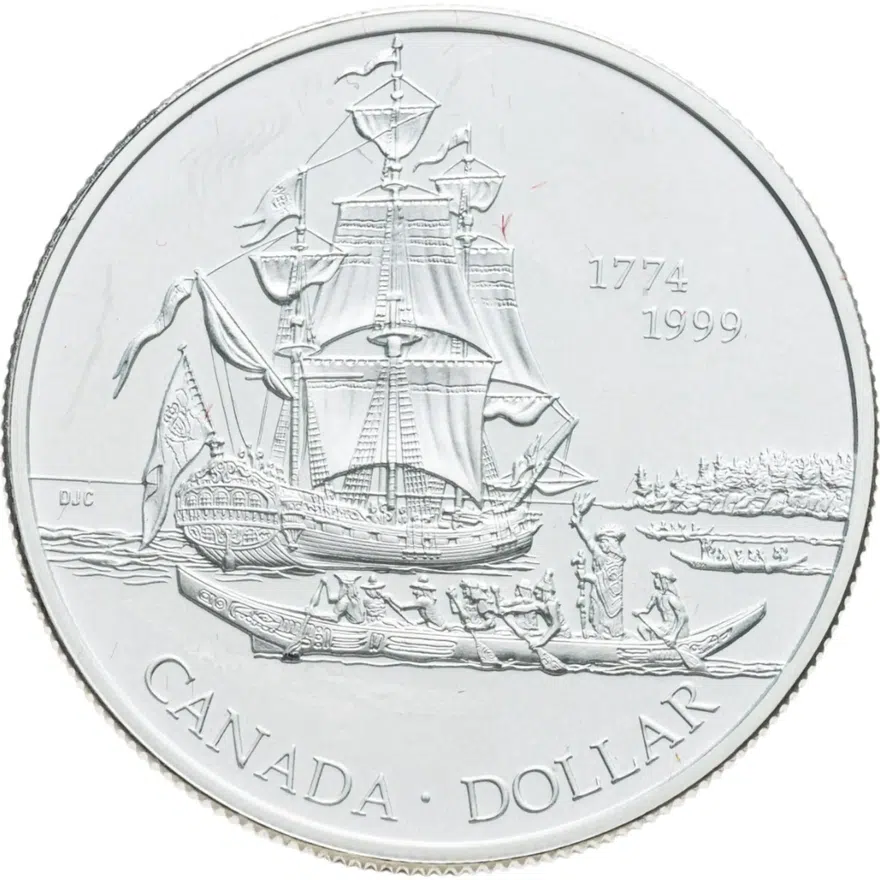 Канада 1 доллар (dollar) 1999 225 лет открытию острова Хайда-Гуай, аверс