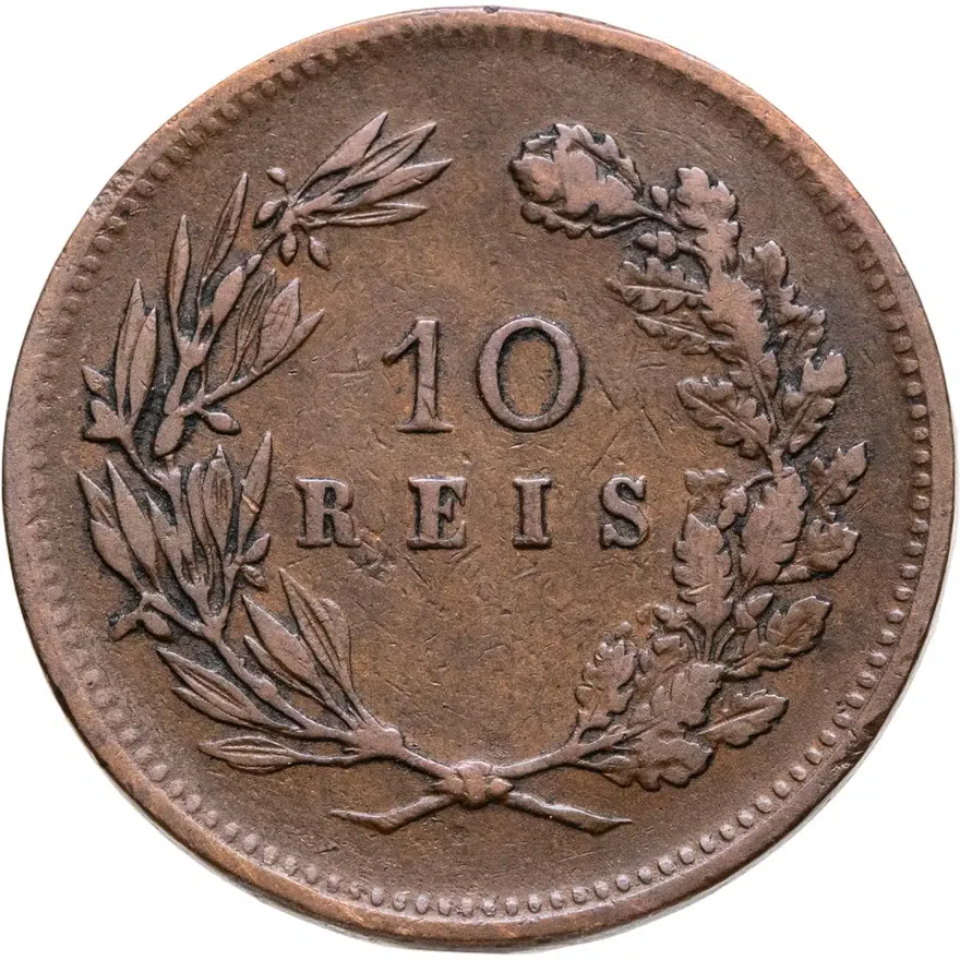 Португалия 10 рейс (reis) 1891, реверс