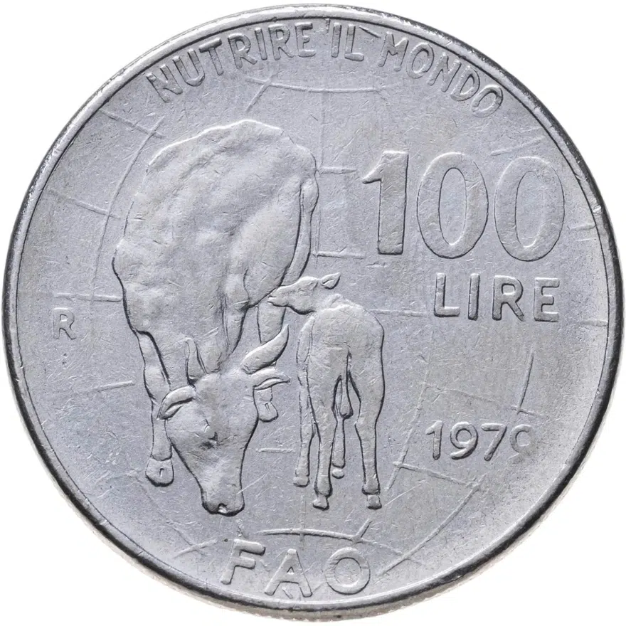 Италия 100 лир (lire) 1979  FAO (ФАО) - Продовольственная программа, реверс