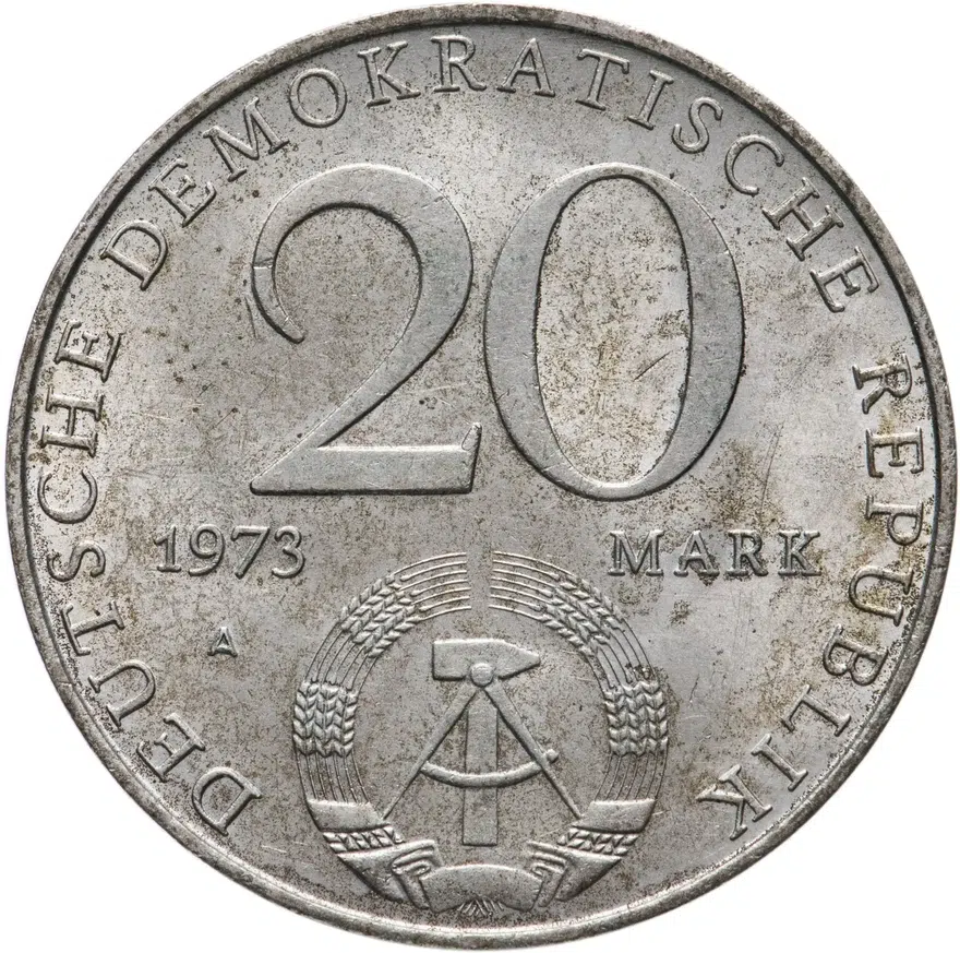 Германия (ГДР) 20 марок (mark) 1973  Отто Гротеволь, реверс
