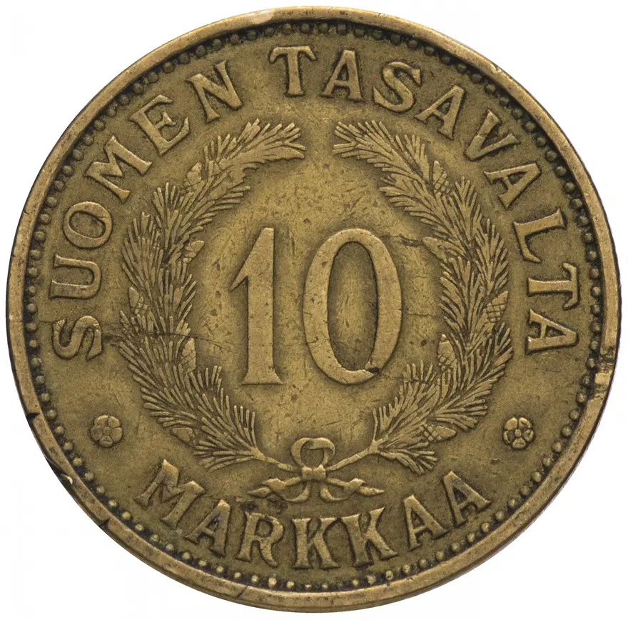 Финляндия 10 марок (markkaa) 1930, реверс