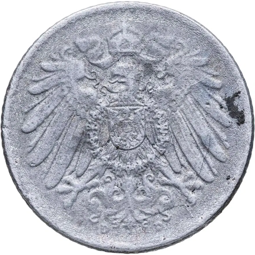 Германия 5 пфеннигов (pfennig) 1919 D  знак монетного двора: "D" - Мюнхен, реверс