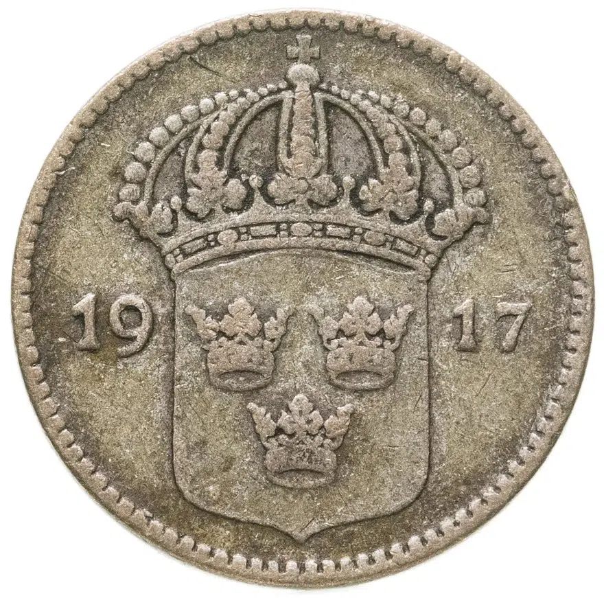 Швеция 10 эре (ore) 1917, реверс