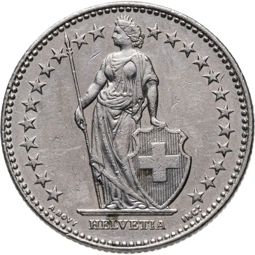 Швейцария 2 франка (francs) 2007, реверс
