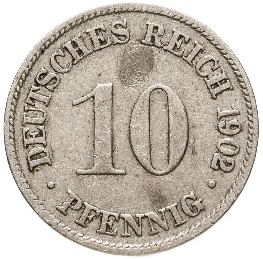 Германия 10 пфеннигов 1902 "D", аверс