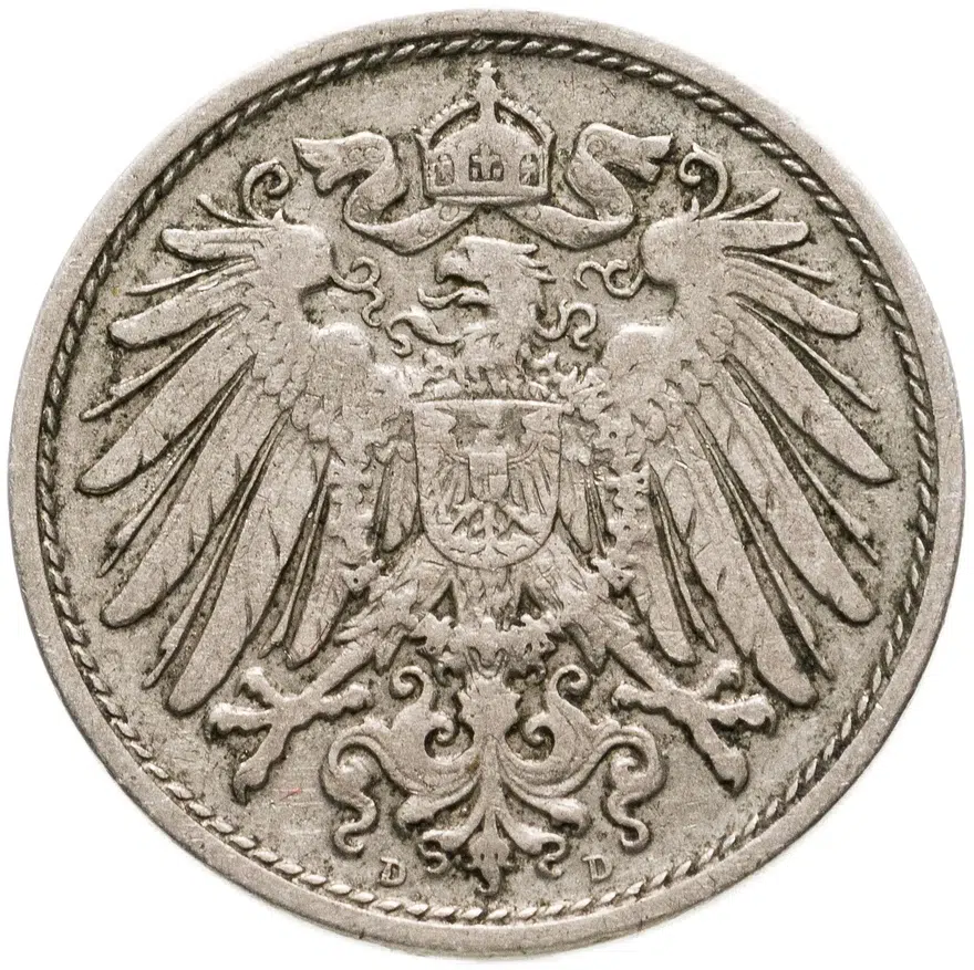 Германия 10 пфеннигов 1902 "D", реверс