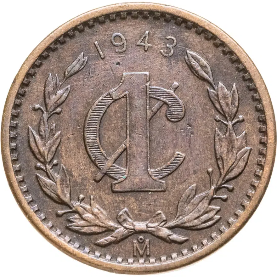 Мексика 1 сентаво (centavo) 1943, аверс