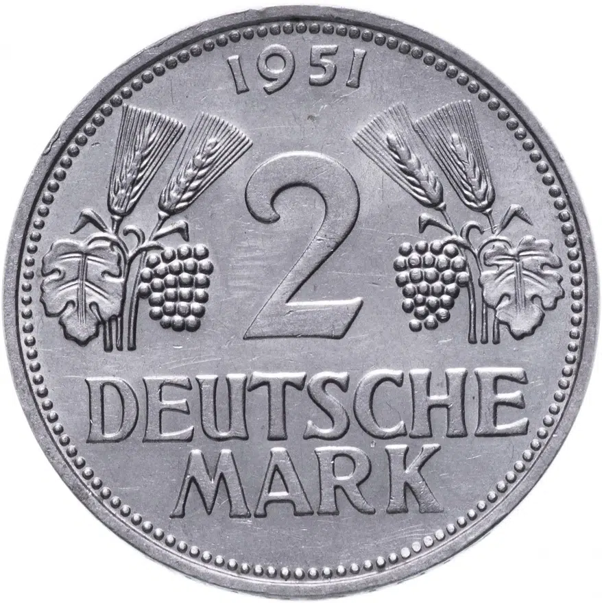Германия 2 марки 1951 "F", реверс
