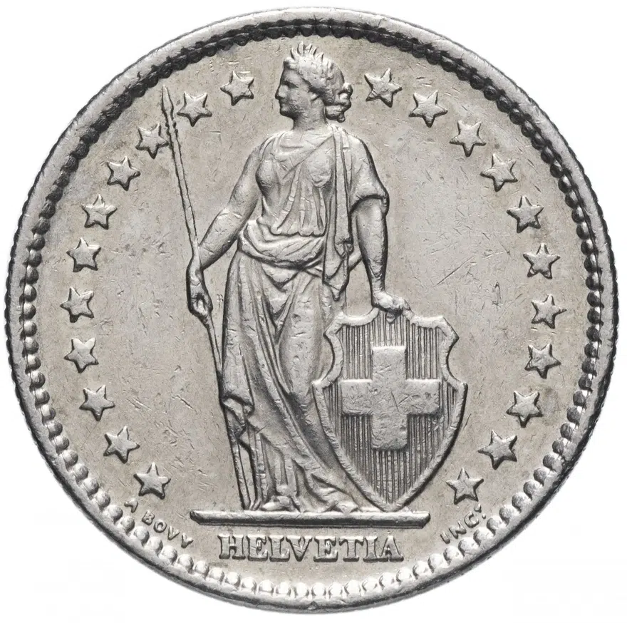 Швейцария 2 франка 1978, реверс