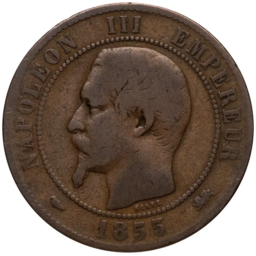Франция 10 сантимов (centimes) 1855 D