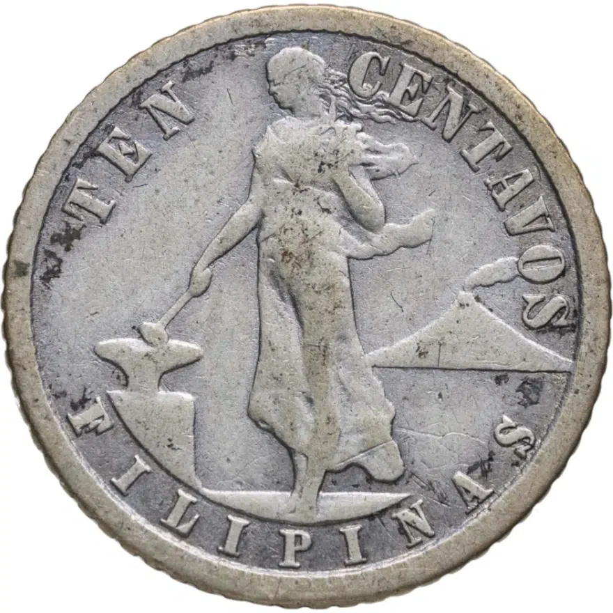 Филиппины 10 сентаво (centavos) 1918, аверс