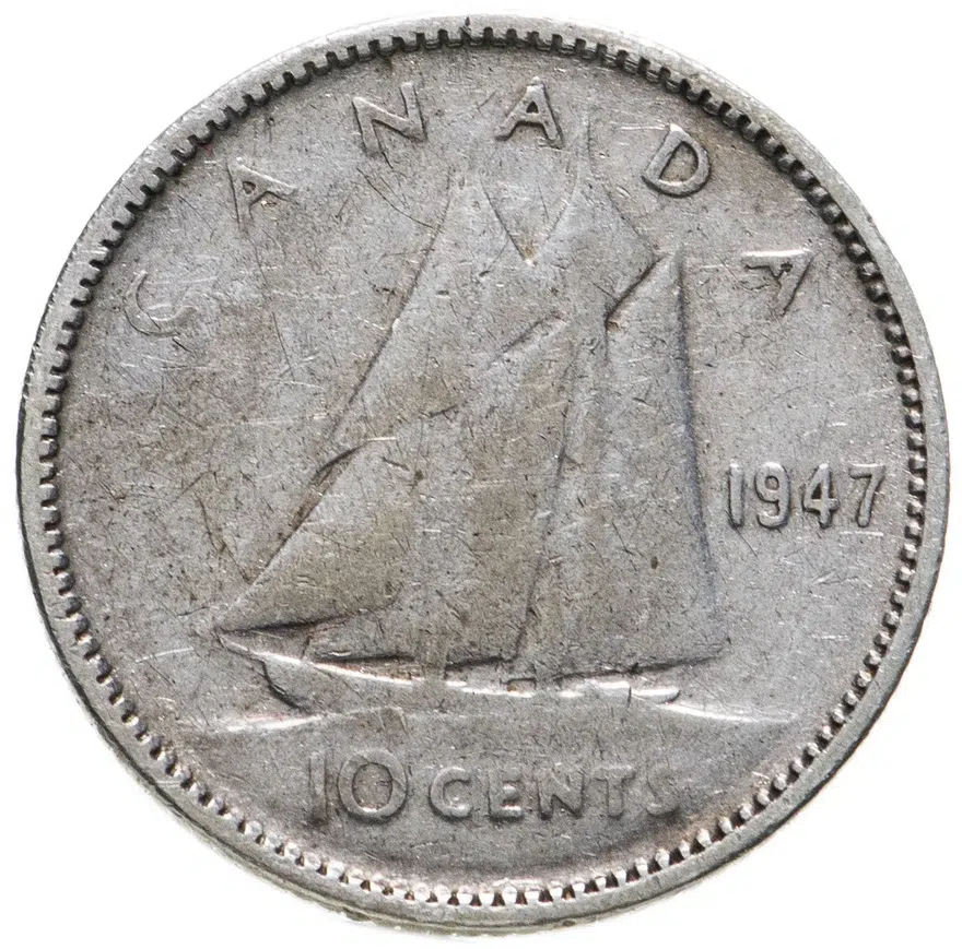 Канада 10 центов 1947