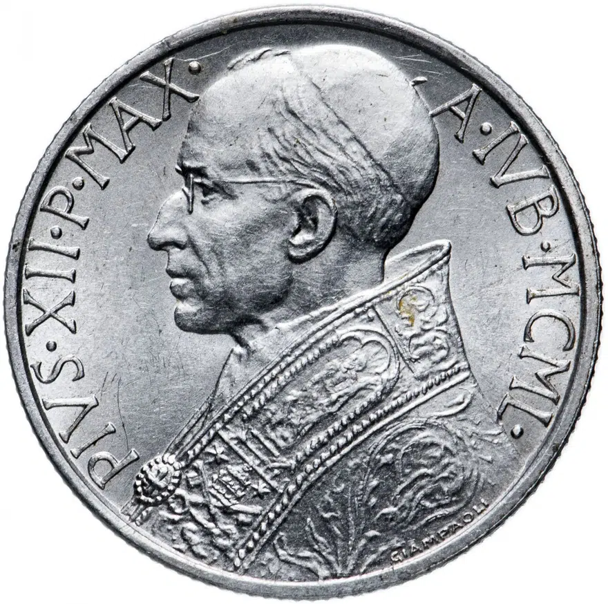 Ватикан 5 лир (lire) 1950, реверс