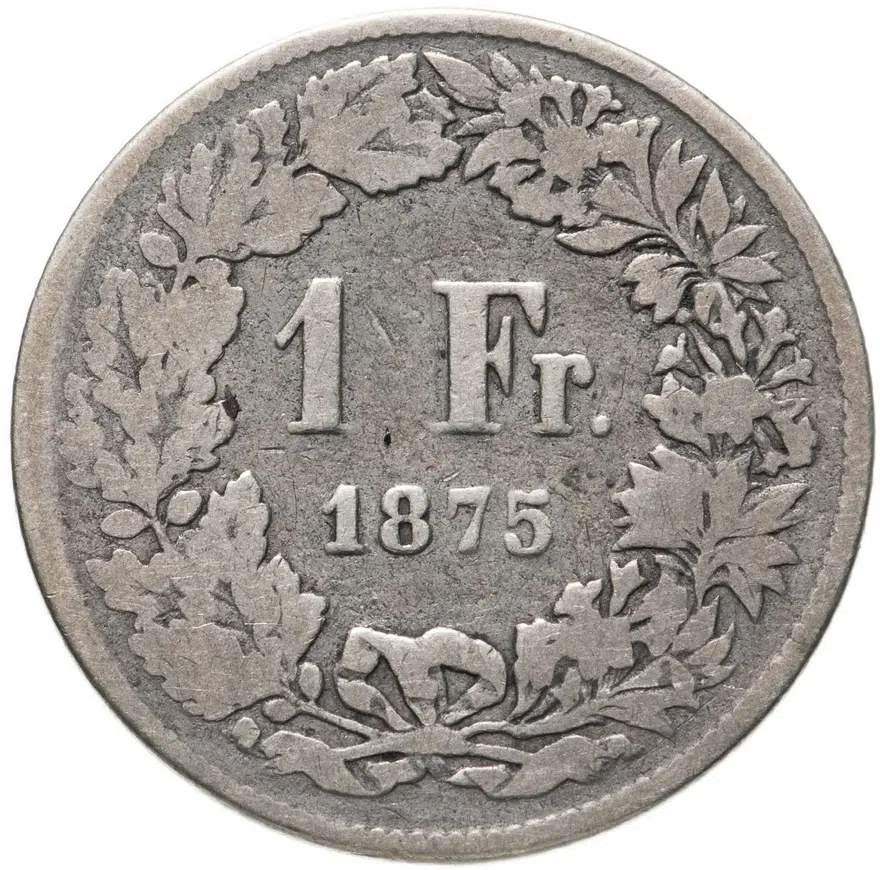 Швейцария 1 франк (franc) 1875, реверс