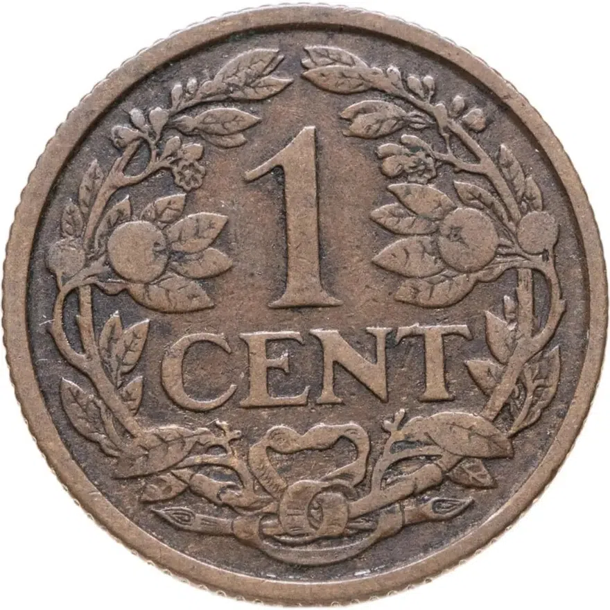 Нидерланды 1 цент (cent) 1918, аверс