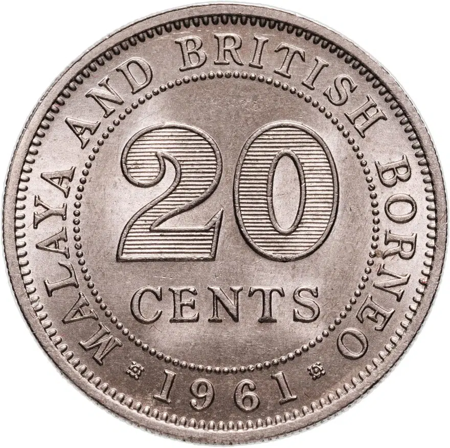 Малайя и Британское Борнео 20 центов (cents) 1961   Без отметки монетного двора